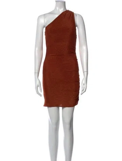 Pre-owned Posse One-shoulder Mini Dress In Metallic/orange