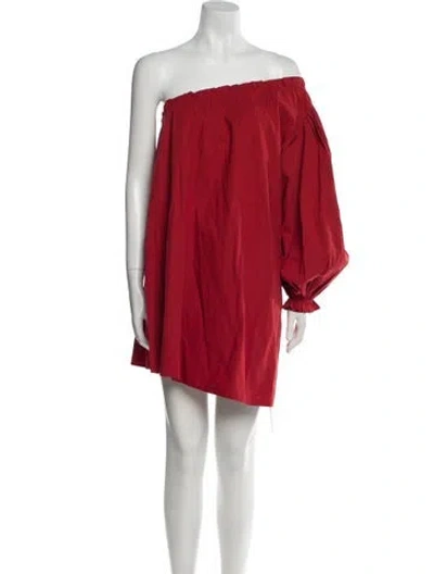 Pre-owned Posse One-shoulder Mini Dress In Red