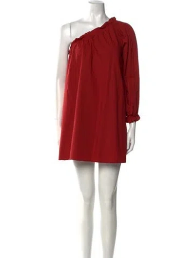 Pre-owned Posse One-shoulder Mini Dress W/ Tags In Red