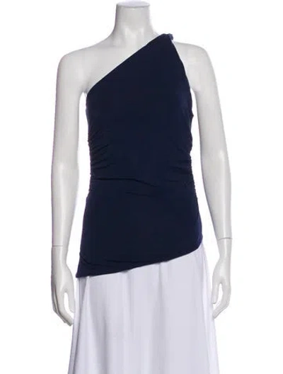 Pre-owned Posse One-shoulder Sleeveless Top In Blue