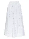 Posse Open-cut Dots Midi A-line Skirt In White