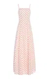 Posse Paloma Polka-dot Cotton Maxi Dress In White