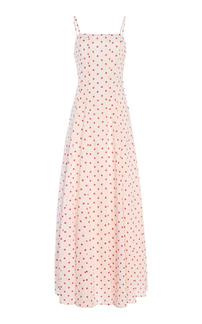 Posse Paloma Polka-dot Cotton Maxi Dress In White