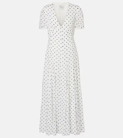 Posse Paloma Polka-dot Maxi Dress In Blue