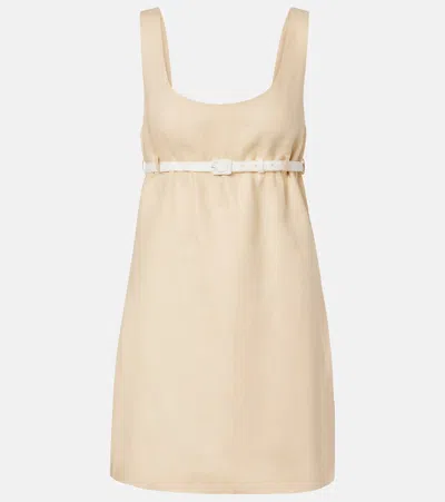 Posse Pamela Belted Linen Minidress In Blue