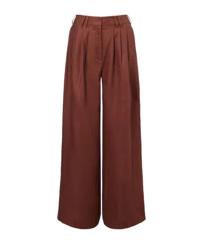 Posse Parker High-rise Linen Wide-leg Pants In Brown