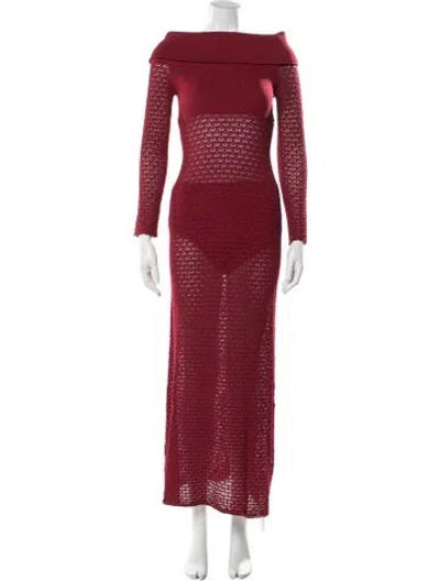Pre-owned Posse Patterned Long Dress In Red