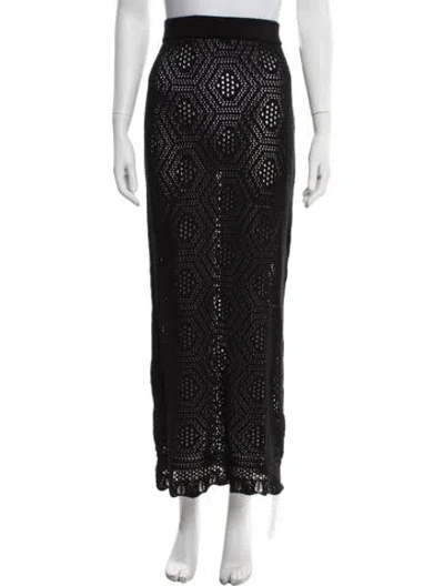 Pre-owned Posse Patterned Long Skirt In Black