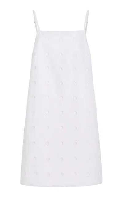 Posse Peggy Embroidered Mini Dress In White