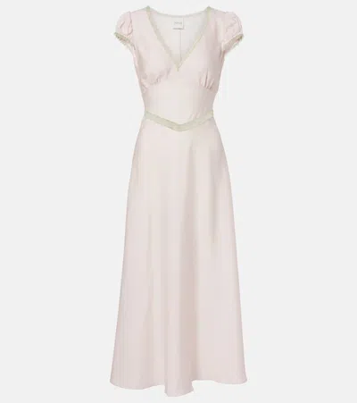 Posse Perla Lace-trimmed Midi Dress In Neutral