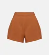 Posse Perri Pleated Linen Shorts In Brown