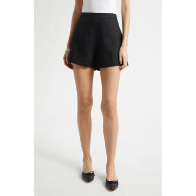 Posse Perri Mid Rise Linen Mini Shorts In Black