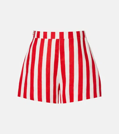 Posse Perri Striped Linen Shorts In Red