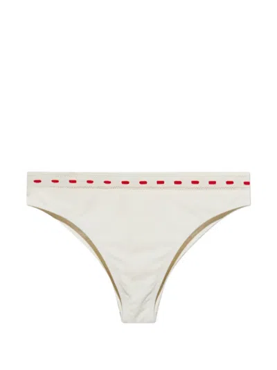 Posse Pia Embroidered Bikini Bottoms In White