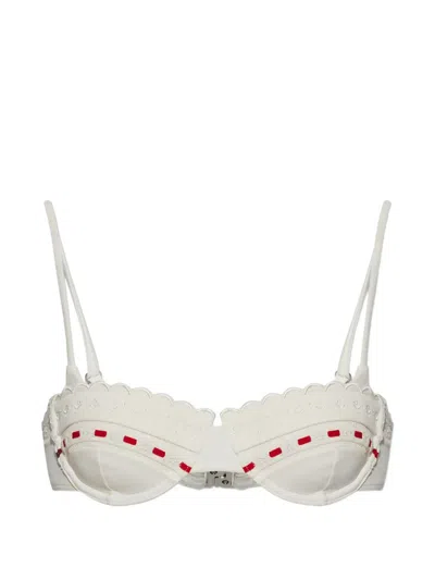 Posse Pia Scalloped-edge Bikini Top In White