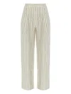Posse Mackenzie Wide Leg Trouser In Cream Stripe In Gray
