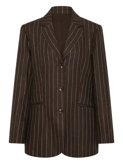 Posse Pinstripe Single-breasted Blazer In Brown