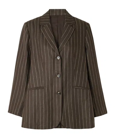 Posse Pinstripe Single-breasted Blazer In Brown