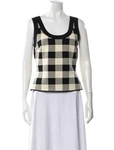 Pre-owned Posse Plaid Print Crew Neck Top W/ Tags In Multi