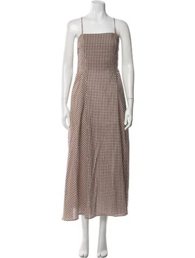 Pre-owned Posse Plaid Print Long Dress In Multi