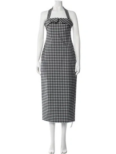 Pre-owned Posse Plaid Print Long Dress In Multicolor