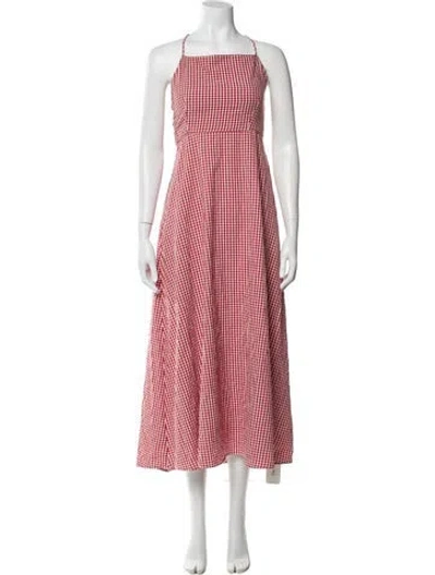 Pre-owned Posse Plaid Print Long Dress In Pink