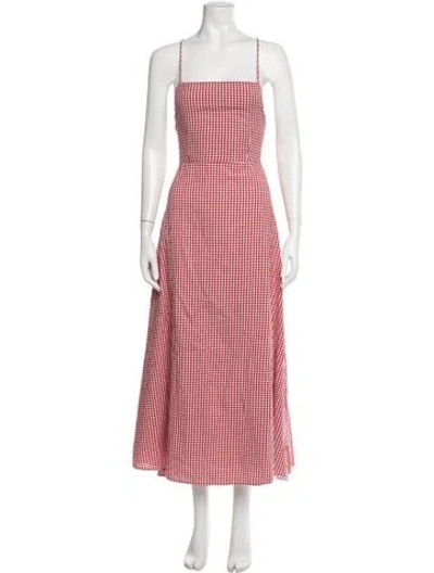 Pre-owned Posse Plaid Print Long Dress In Pink