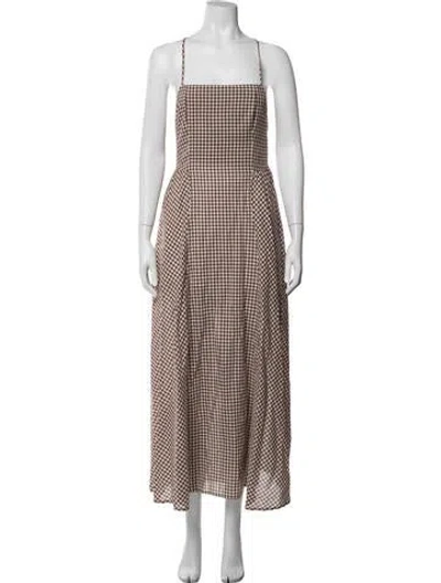 Pre-owned Posse Plaid Print Long Dress W/ Tags In Multicolor