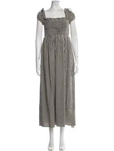 Pre-owned Posse Plaid Print Long Dress W/ Tags In Neutrals