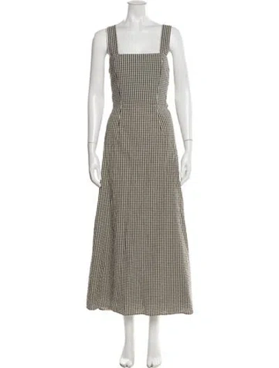 Pre-owned Posse Plaid Print Long Dress In White