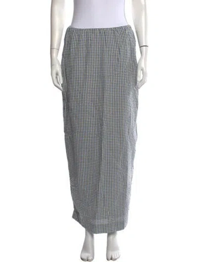 Pre-owned Posse Plaid Print Long Skirt In Blue