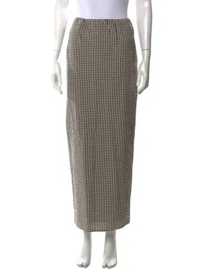 Pre-owned Posse Plaid Print Long Skirt In Neutrals