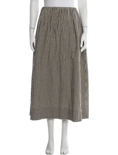 Pre-owned Posse Plaid Print Long Skirt In Neutrals