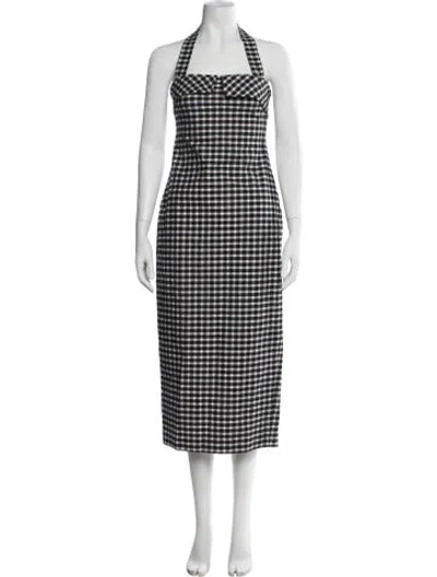 Pre-owned Posse Plaid Print Midi Length Dress In Multicolor
