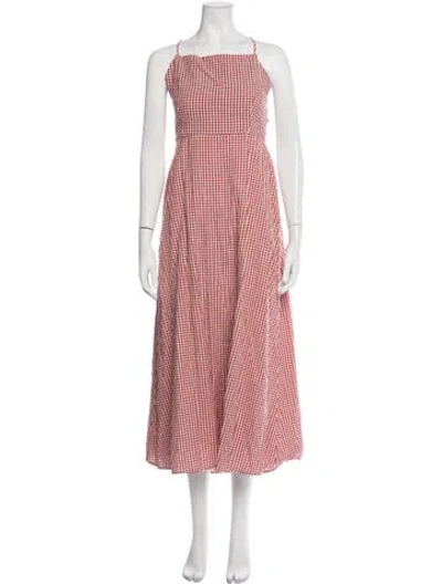 Pre-owned Posse Plaid Print Midi Length Dress In Pink
