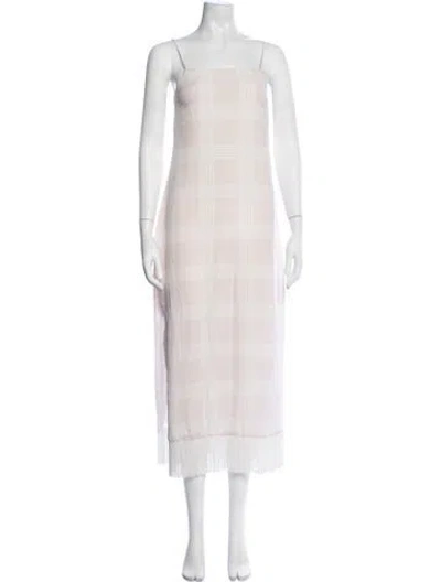 Pre-owned Posse Plaid Print Midi Length Dress In Pink