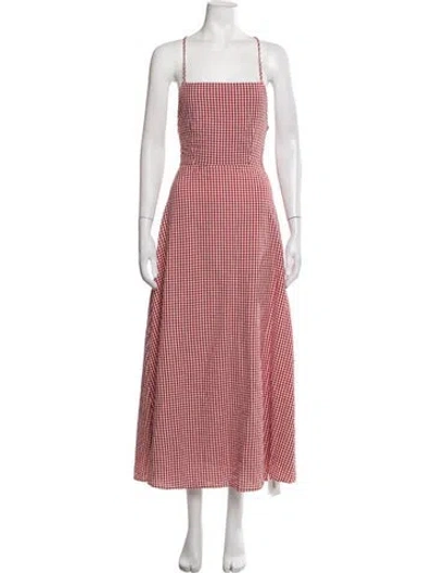 Pre-owned Posse Plaid Print Midi Length Dress In Pink