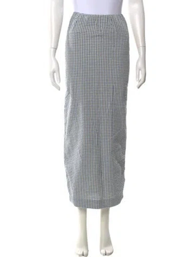 Pre-owned Posse Plaid Print Midi Length Skirt W/ Tags In Blue