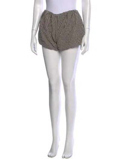 Pre-owned Posse Plaid Print Mini Shorts In Black