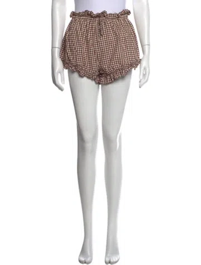 Pre-owned Posse Plaid Print Mini Shorts In Neutrals