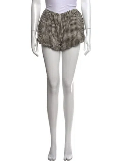 Pre-owned Posse Plaid Print Mini Shorts In Neutrals