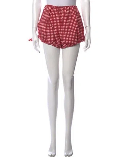 Pre-owned Posse Plaid Print Mini Shorts In Red