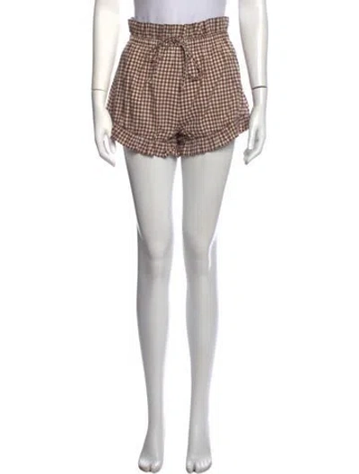 Pre-owned Posse Plaid Print Mini Shorts W/ Tags In Black