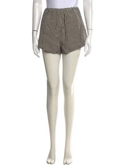 Pre-owned Posse Plaid Print Mini Shorts W/ Tags In Green