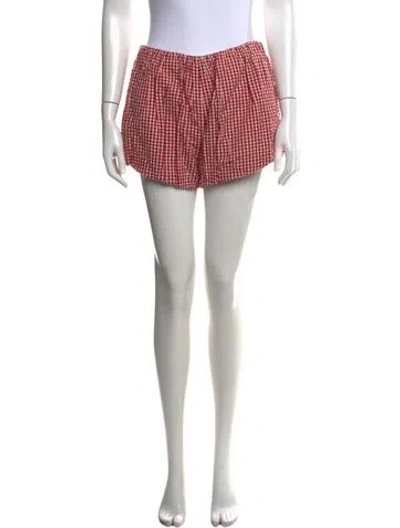 Pre-owned Posse Plaid Print Mini Shorts In White