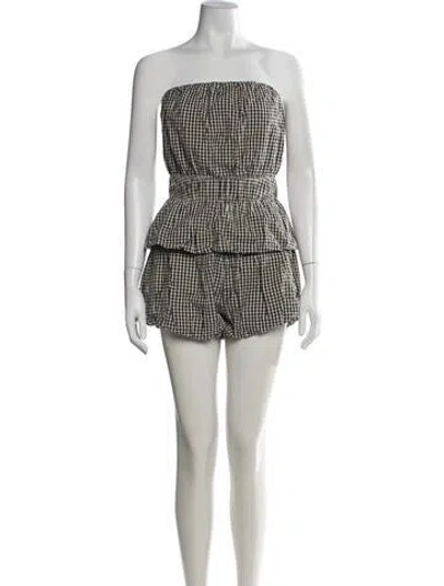 Pre-owned Posse Plaid Print Short Set In Black/white
