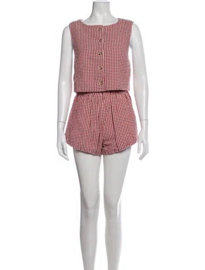 Pre-owned Posse Plaid Print Short Set In Multicolor