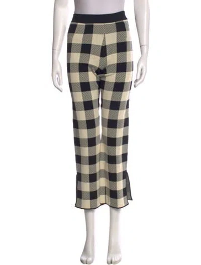 Pre-owned Posse Plaid Print Straight Leg Pants In Neutral