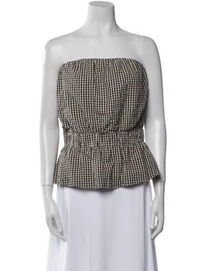 Pre-owned Posse Plaid Print Strapless Crop Top In Multi