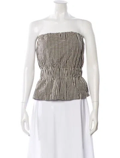 Pre-owned Posse Plaid Print Strapless Crop Top In Multi